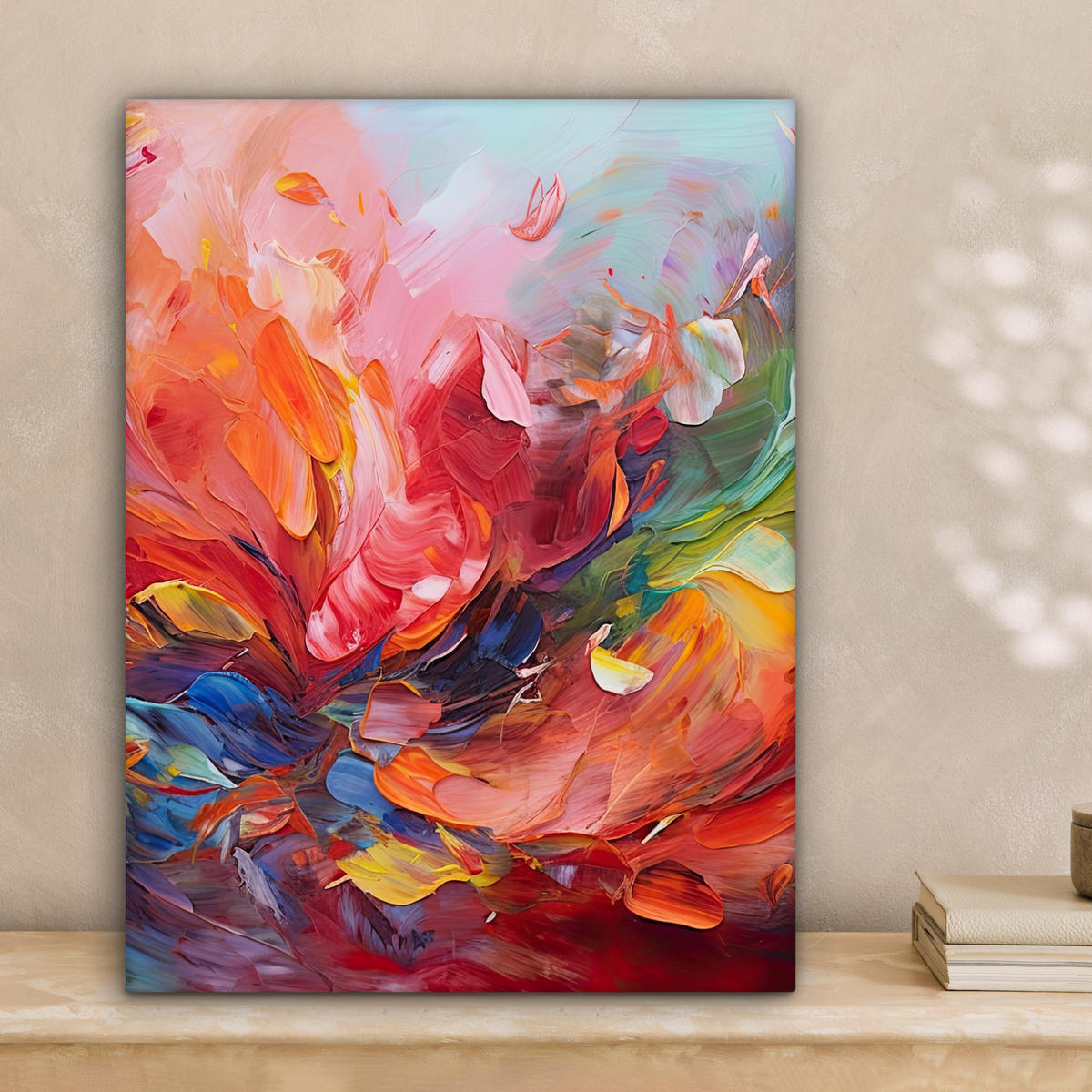 LEINWANDBILD Ölgemälde - Kunst - Abstrakt - Farbenfroh Room Decor 30x40 cm - Altrosa, Textil (30/40cm) - MuchoWow