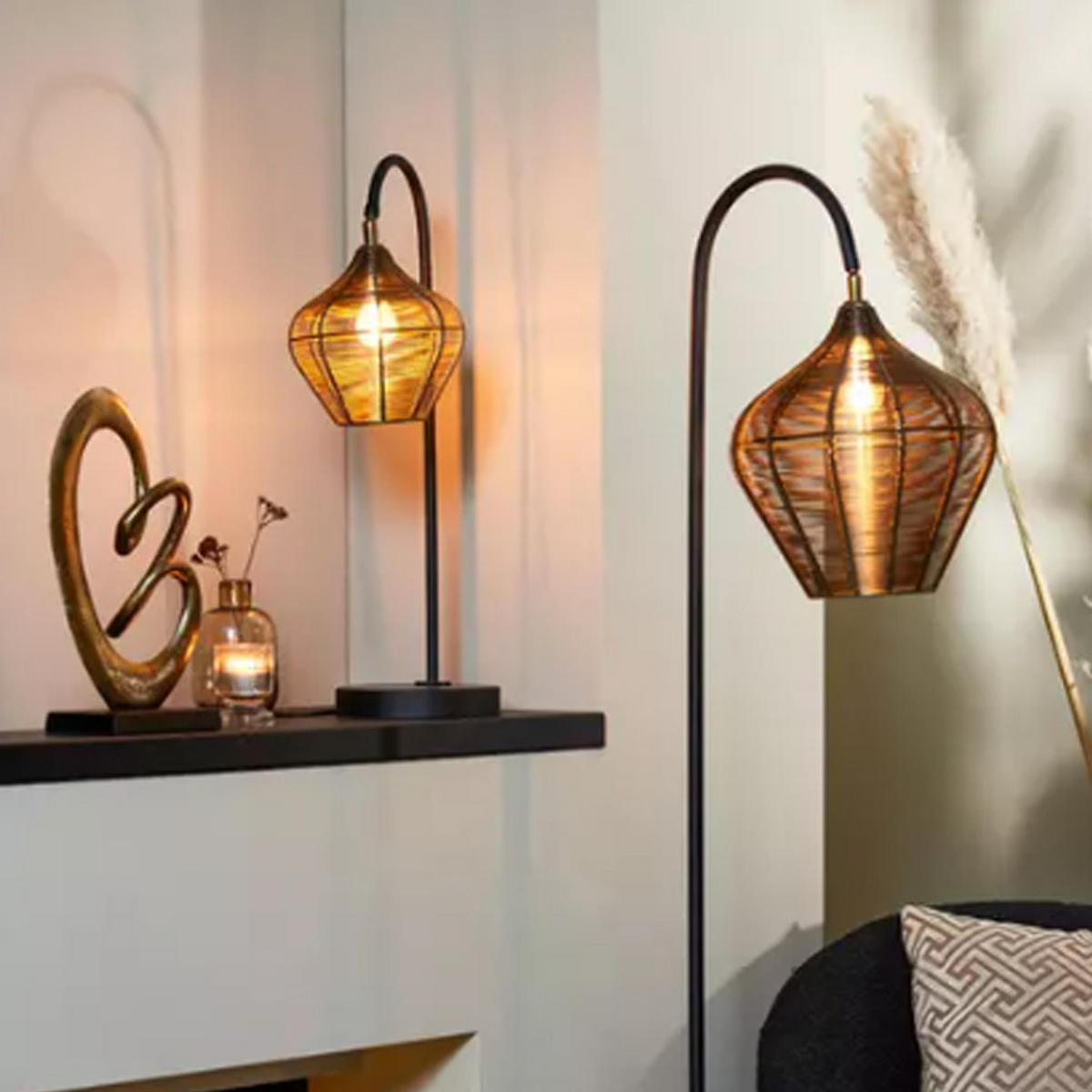 TISCHLAMPE Alvaro Bronze Ø27/61 cm - Bronzefarben, Metall (27/20/61cm) - Light & Living