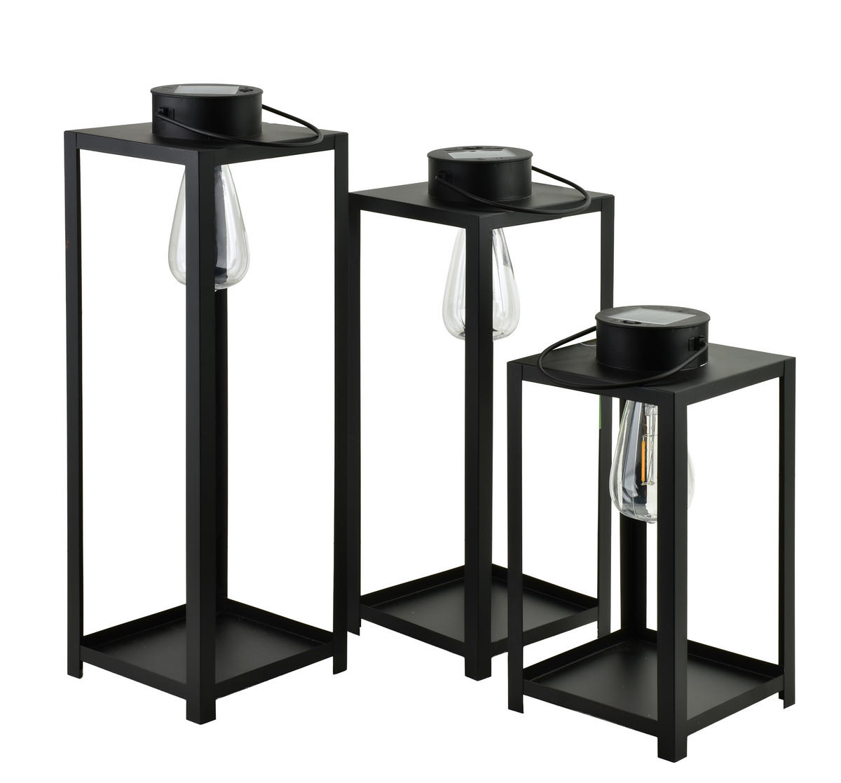 LATERNE Sokke schwarz 15/15/40 cm Kunstoff - Schwarz, Kunststoff (18/40/18cm) - Mondex
