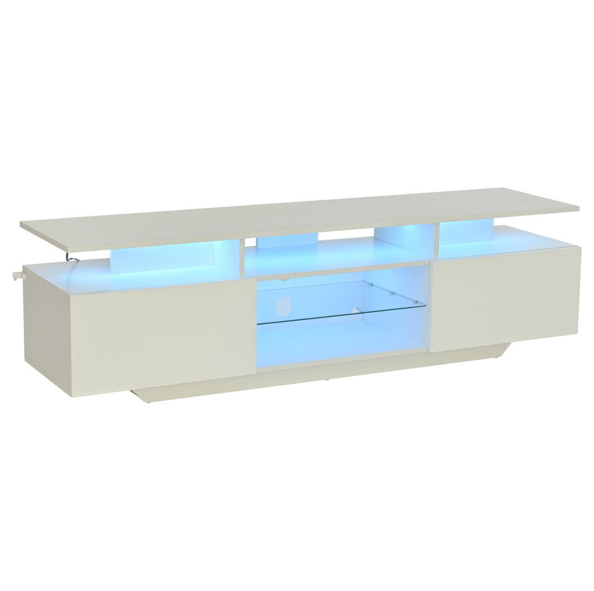 TV-ELEMENT mit LED und 2 Schränken 160 x 40 x 45 cm MDF Weiß - Weiß, Holzwerkstoff (40/45/160cm) - Beauniv