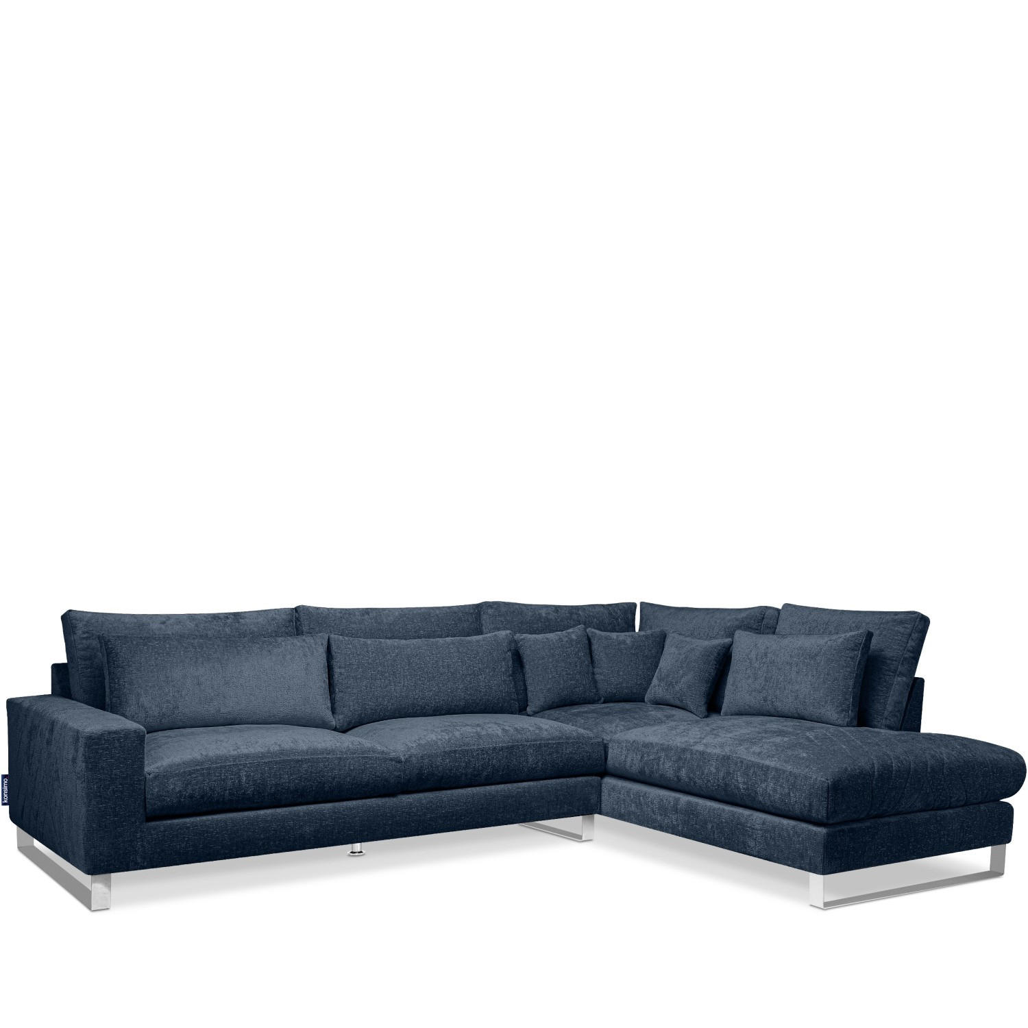 ECKSOFA RECHTS BRENTIS Chenille-Stoff, Dunkelblau - Dunkelblau, Textil (314/224cm) - KONSIMO®