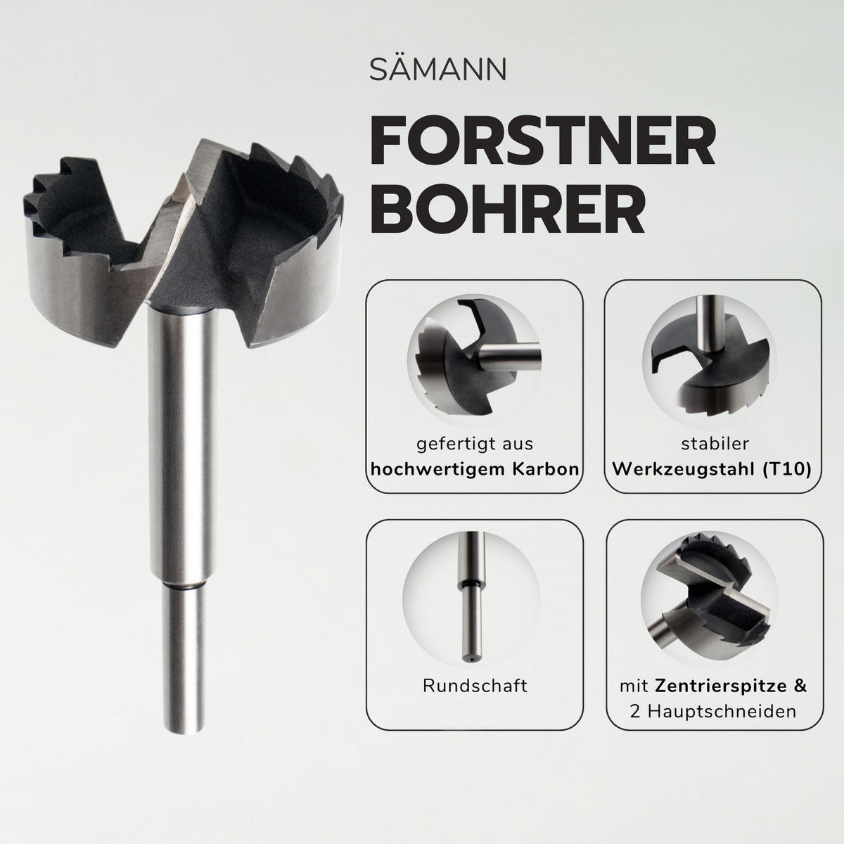 FORSTNERBOHRER gezahnt Ø 85 mm Holzbohrer Astlochbohrer Scharnierlochbohrer - Silberfarben, Metall (16/8.5/16cm) - Sämann – make a difference.