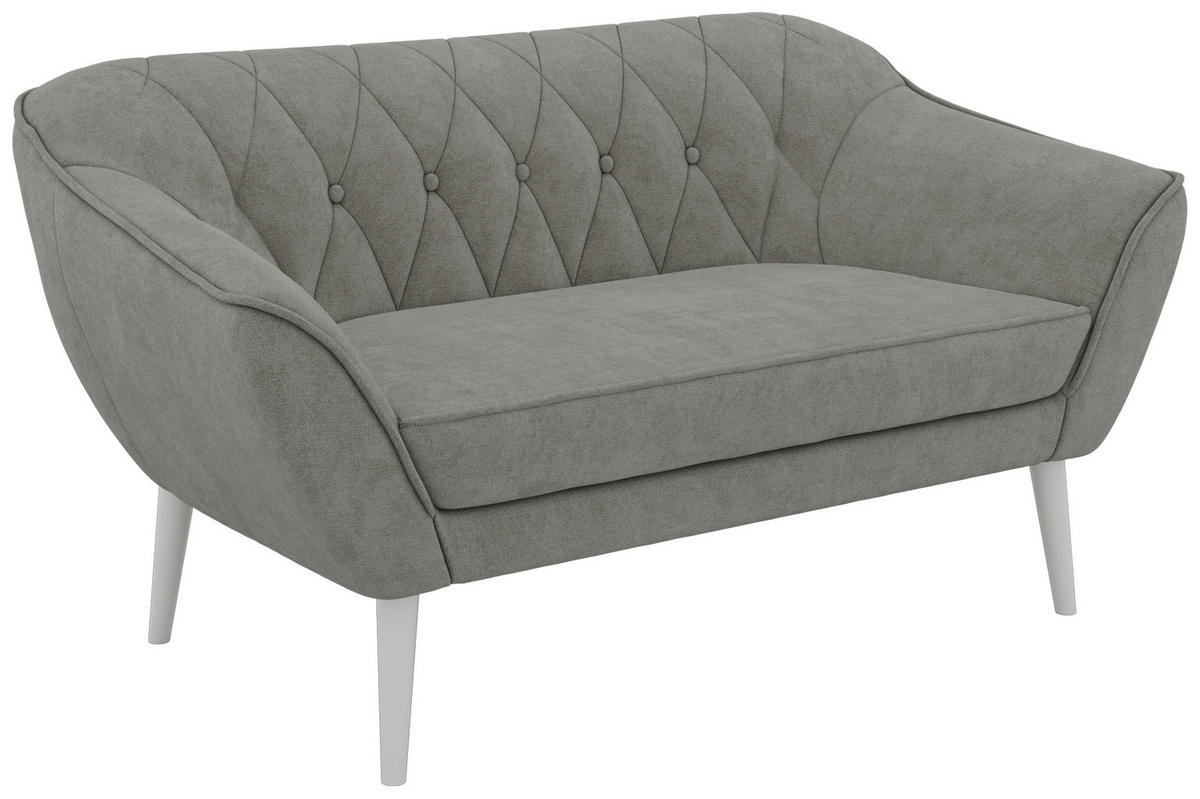 2-SITZER-SOFA PIRS - Grau Stukture - Weiße Beine - Platinfarben/Weiß, Holzwerkstoff/Textil (140/75/74cm) - MKS