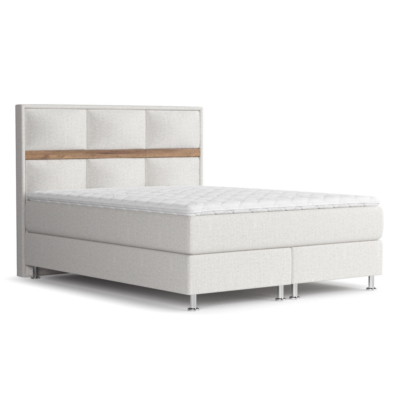 BOXSPRINGBETT Soto Hellbeige 160/200 cm mit Latex-Topper - Beige/Silberfarben, Holz/Holzwerkstoff (160/200cm) - Maison de Reve