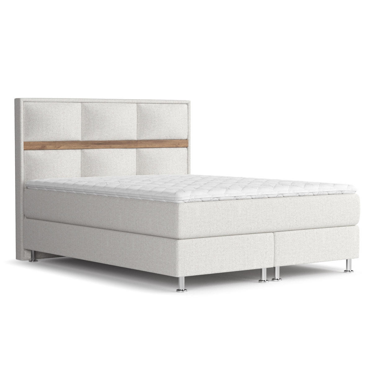 BOXSPRINGBETT Soto Hellbeige 160/200 cm mit Latex-Topper - Beige/Silberfarben, Holz/Holzwerkstoff (160/200cm) - Maison de Reve