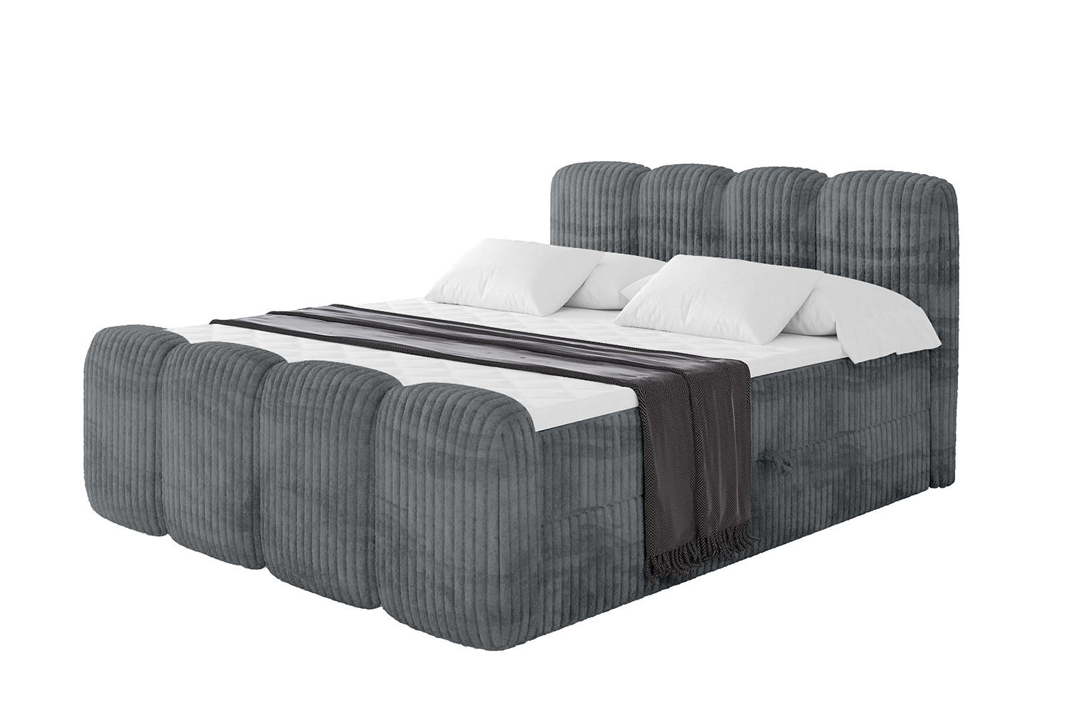ALTDECOR AMERICKÁ postel s matrací H4 a roštem – NINA-Z – 160 × 200 cm – tmavě šedá