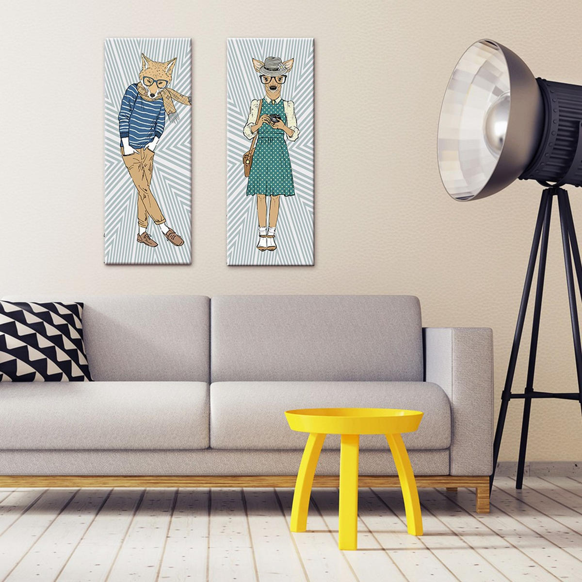 GLASBILD 30x80 cm Tiere lustig - Beige, Glas (30/80cm) - artissimo