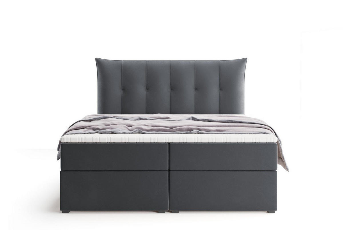 BOXSPRINGBETT PREMIUM 10, 120 x 200 cm, Bettkasten, H4, grau - Grau, Textil (120/200cm) - Labett