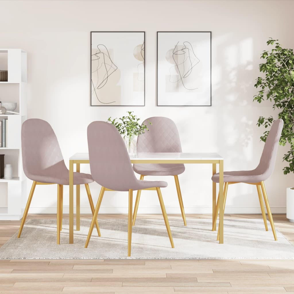 ESSZIMMERSTÜHLE 4 Stk. Rosa Samt 45*53.5*83cm - Pink, Metall (45/83/53.5cm) - ZMH