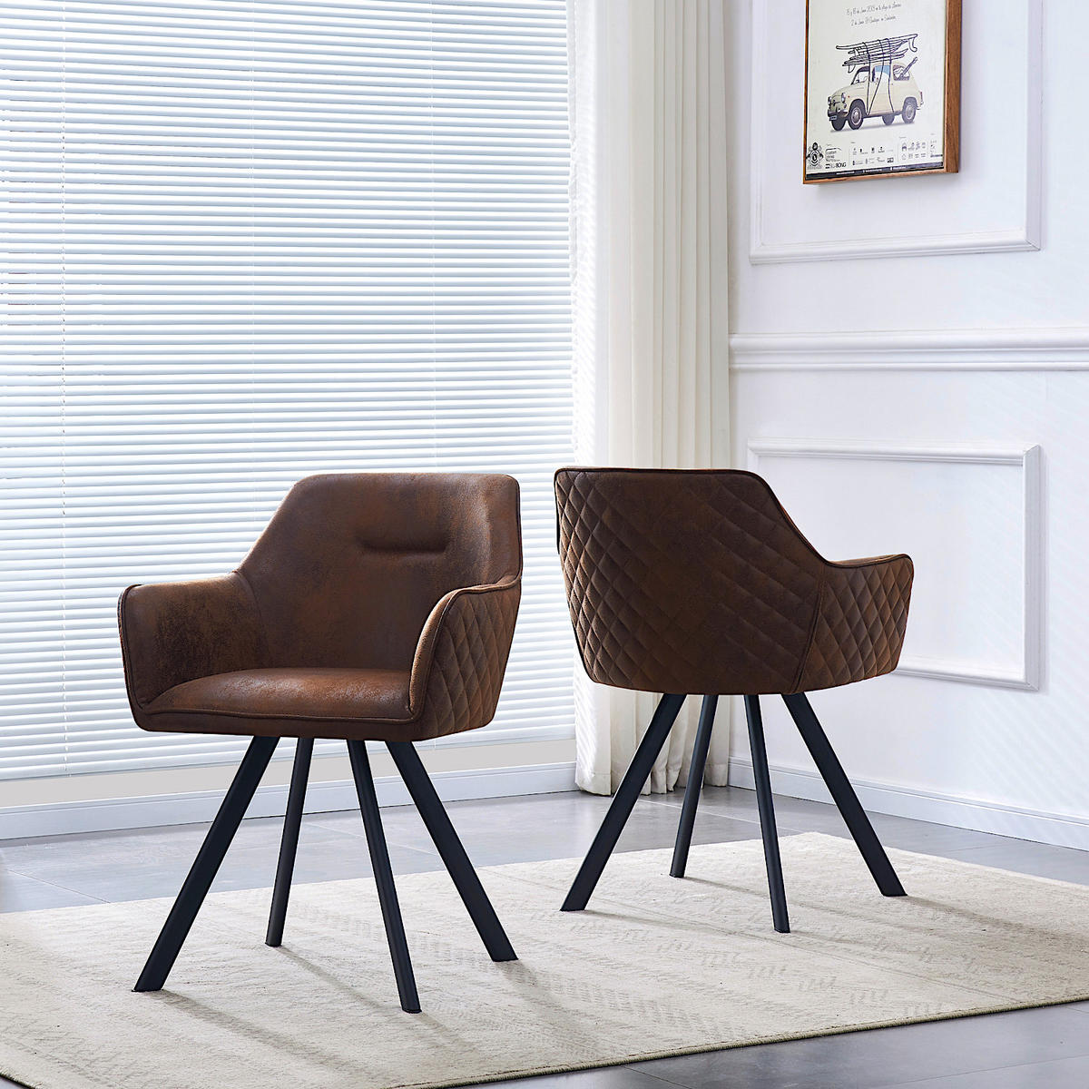 ARMLEHNSTUHL CYRUS Braun 2 Stück - Braun, Textil/Metall (58/79/60cm) - B&D Home