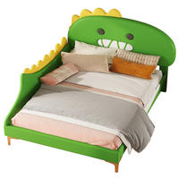 KINDERBETT aus PU und MDF 140x200 cm Grün im Dinosaurier-Design - Grün, Leder (140/200cm) - IVMEU