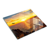 GLASPLATTE 60x52 cm Sonnenuntergang über dem Meer - Gelb, Glas (60/0.4/52cm) - TULUP