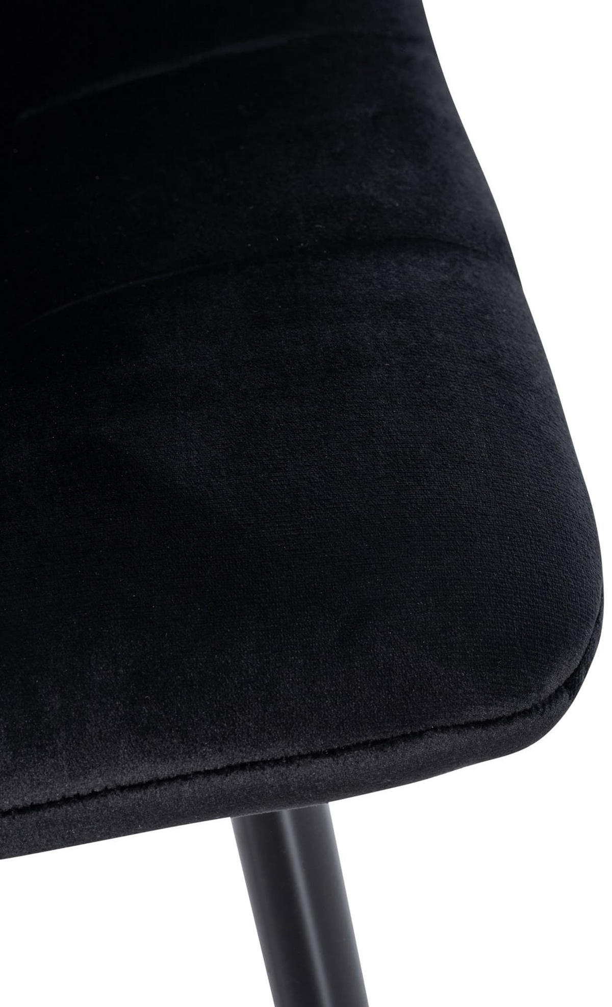 STUHL 4er Set Samt Schwarz - Schwarz, Textil/Metall (45/84/55cm) - CLP