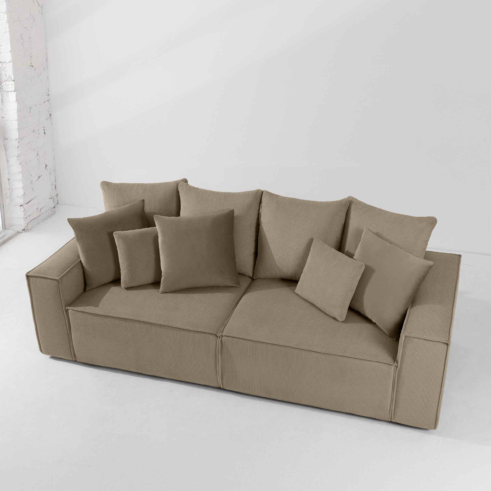 Thumbnail - Konsimo® Schlafsofa, Beige, Holz, Textil, 244x89x101 cm, Wohnzimmer, Sofas & Couches, Schlafsofas