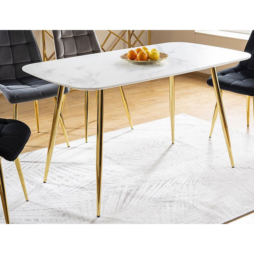Thumbnail - Feldmann-Wohnen Esstisch, Weiß, Gold, Holz, Oval,Oval, 140x75x80 cm, Esszimmer, Tische, Esstische