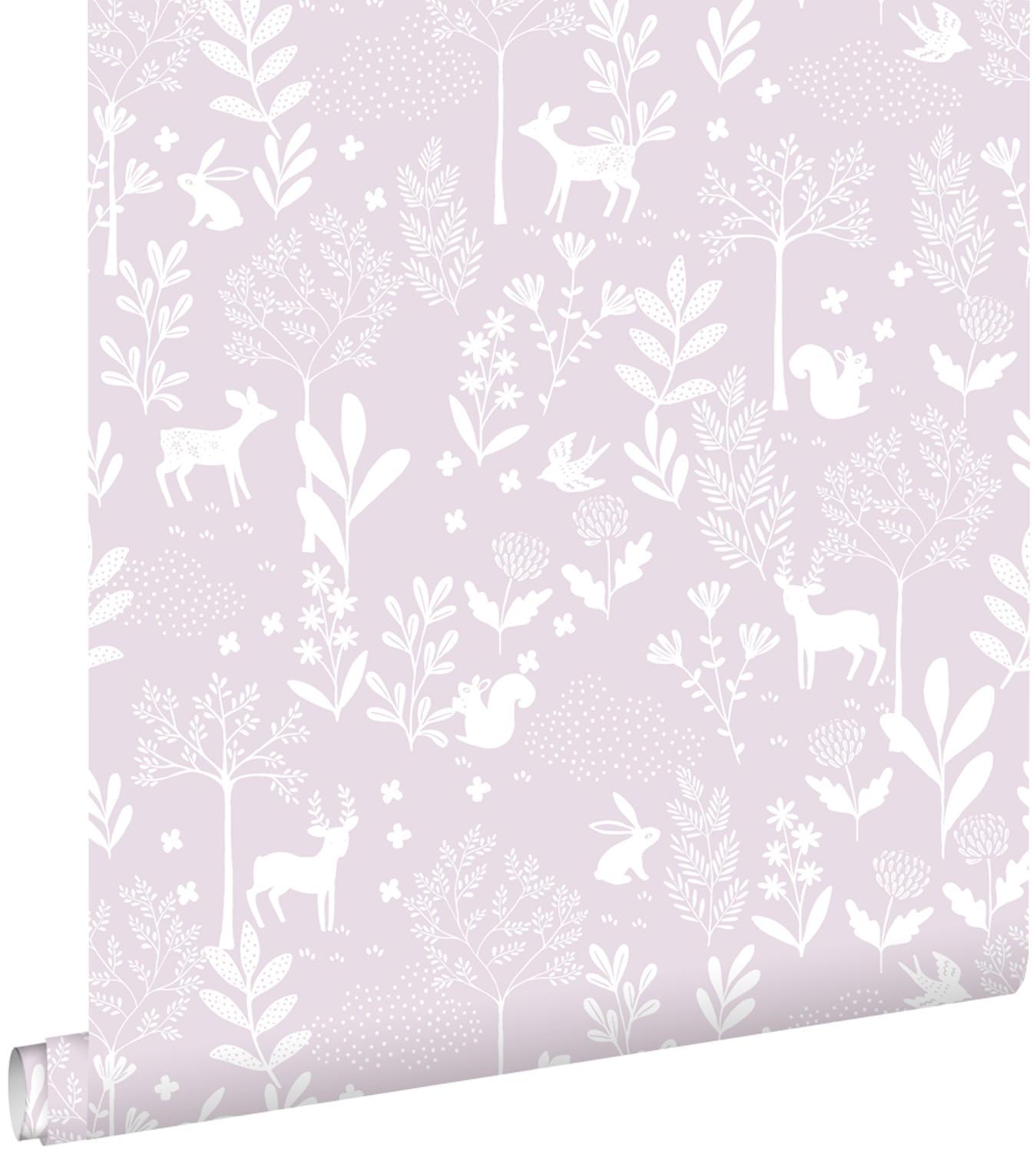 TAPETE Wald mit Waldtieren 50 x 900 cm - Lila, Papier (50/0.1cm) - ESTAhome