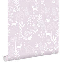 TAPETE Wald mit Waldtieren 50 x 900 cm - Lila, Papier (50/0.1cm) - ESTAhome