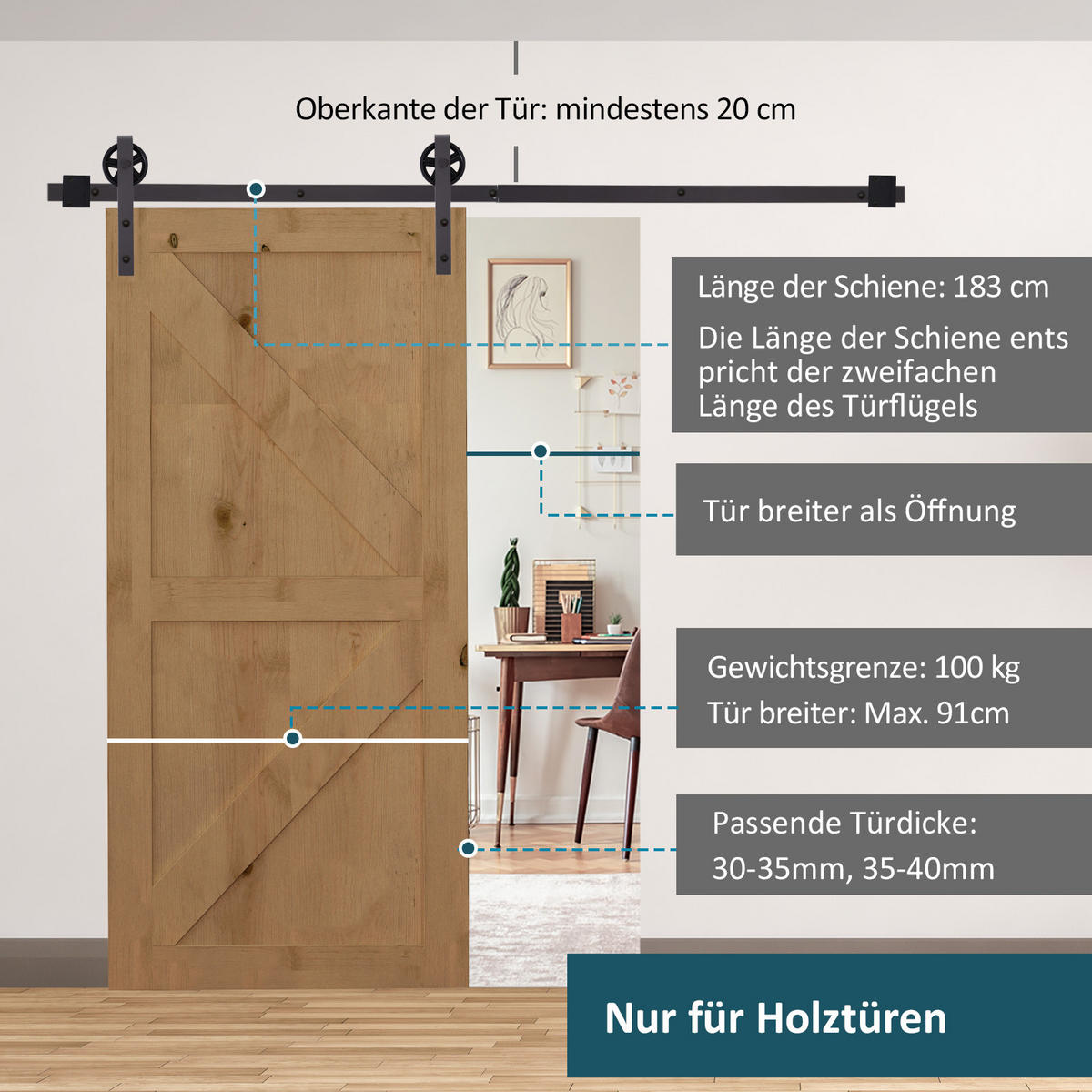 SCHIEBETÜRSYSTEM - Braun, Metall (4/0.6/183cm) - HOMCOM