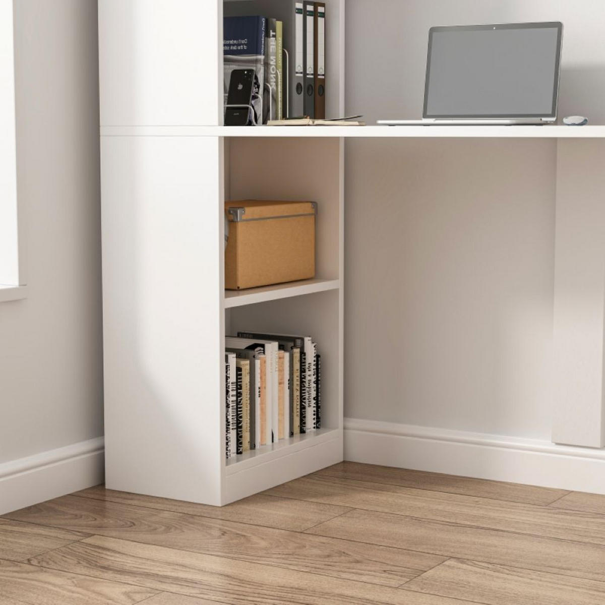 SCHREIBTISCH, weiß 125/50/181 cm - Weiß, Holzwerkstoff (129/55/13cm)