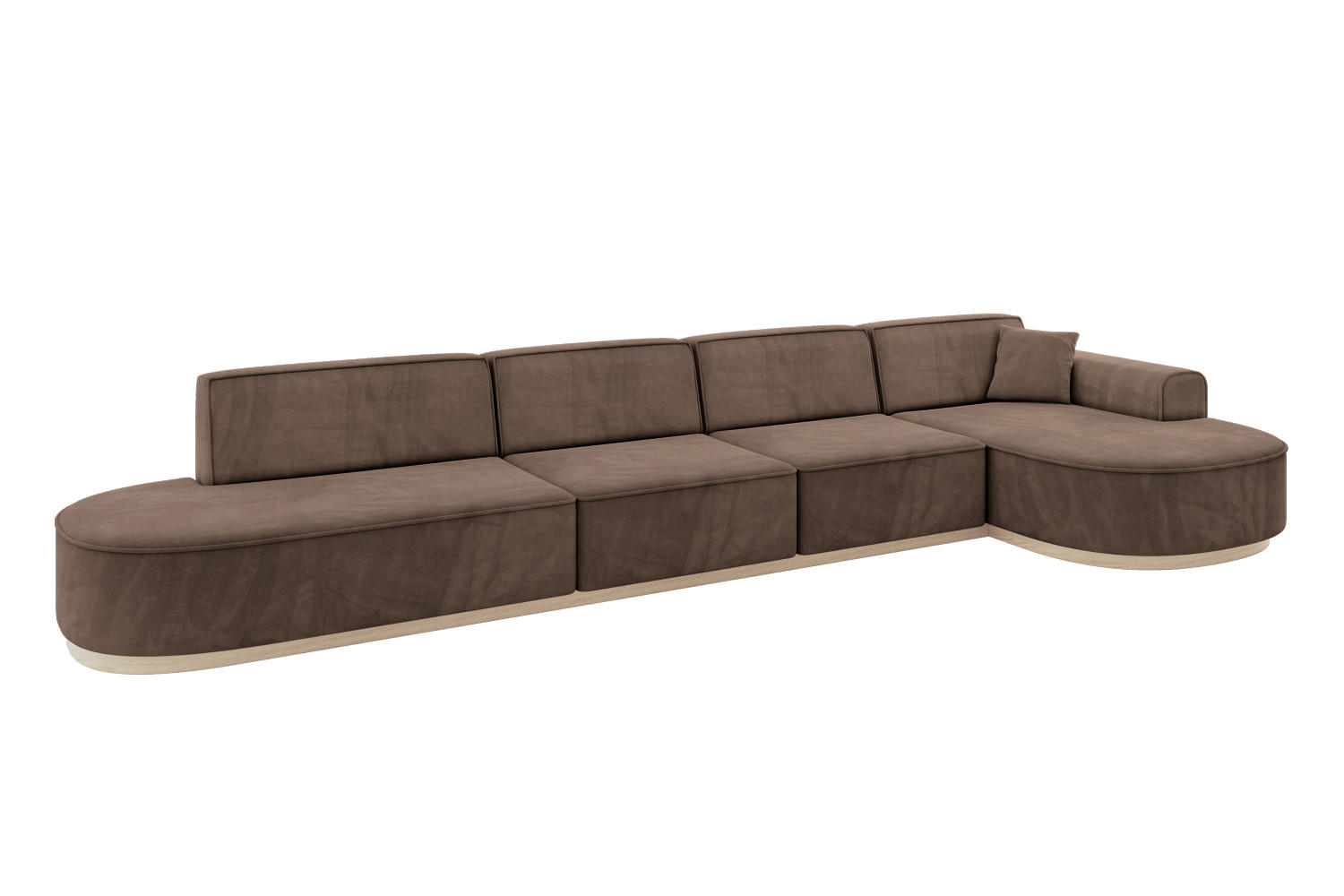 ECKSOFA Ottomane Rechts MARI-L3-v1 - 413x171x83 cm Braun Velours - Braun, Holzwerkstoff/Textil (171/413cm) - ALTDECOR