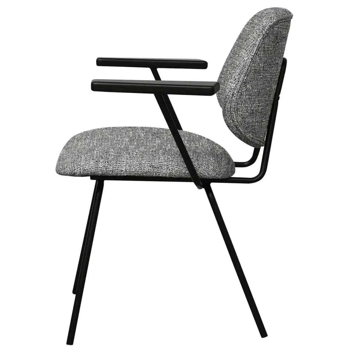 ARMLEHNSTUHL-SET 6 Stück in Teddystoff Grau - Schwarz/Grau, Textil/Metall (50/82/58cm) - Furnhouse
