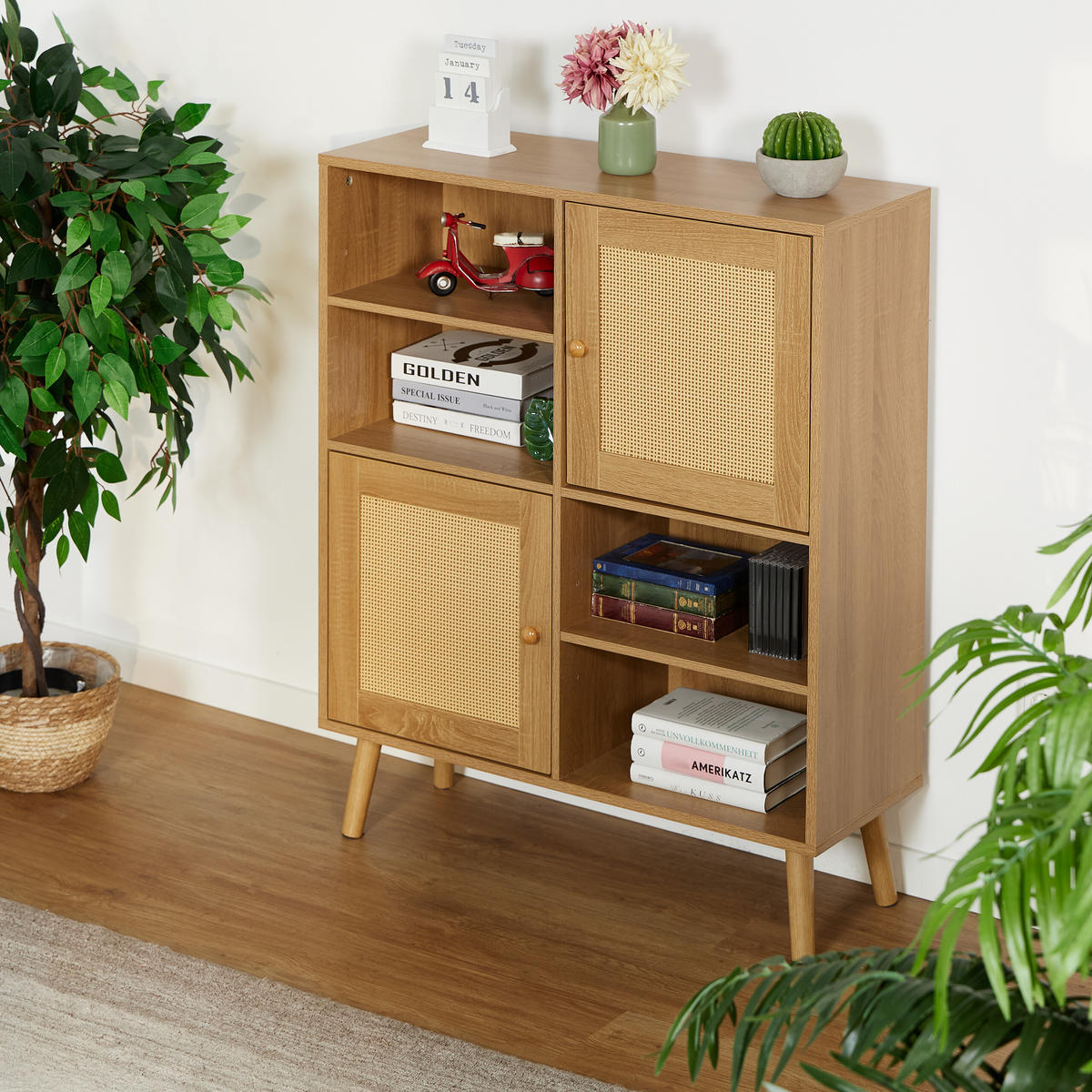 SIDEBOARD - Hellbraun, Holz/Holzwerkstoff (80/97/29cm) - Relaxdays