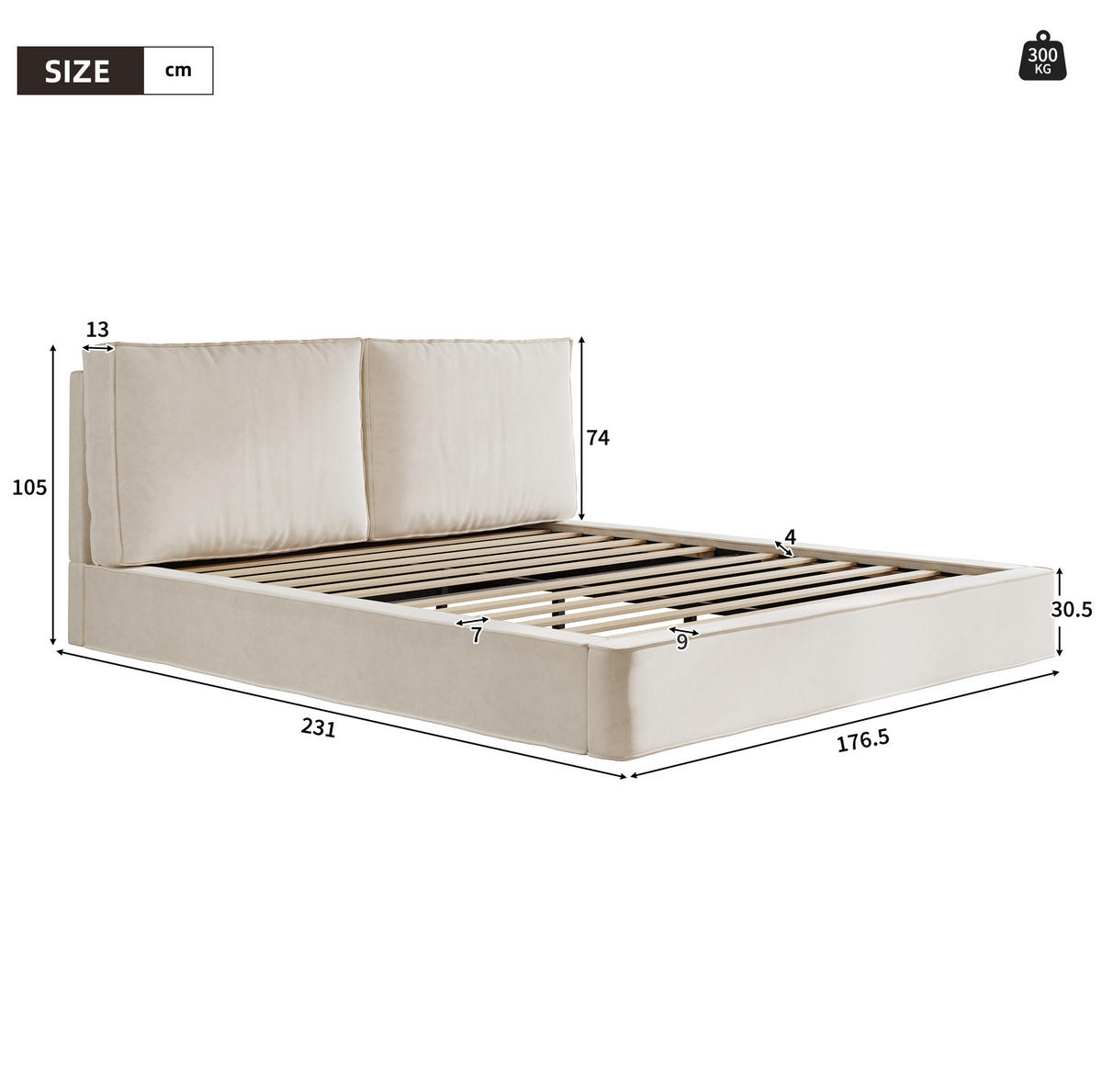 POLSTERBETT 160/200 cm mit Lattenrost, gepolstertem Kopfteil und Chenille-Bezug, Beige - Beige, Textil (160/200cm) - Redom