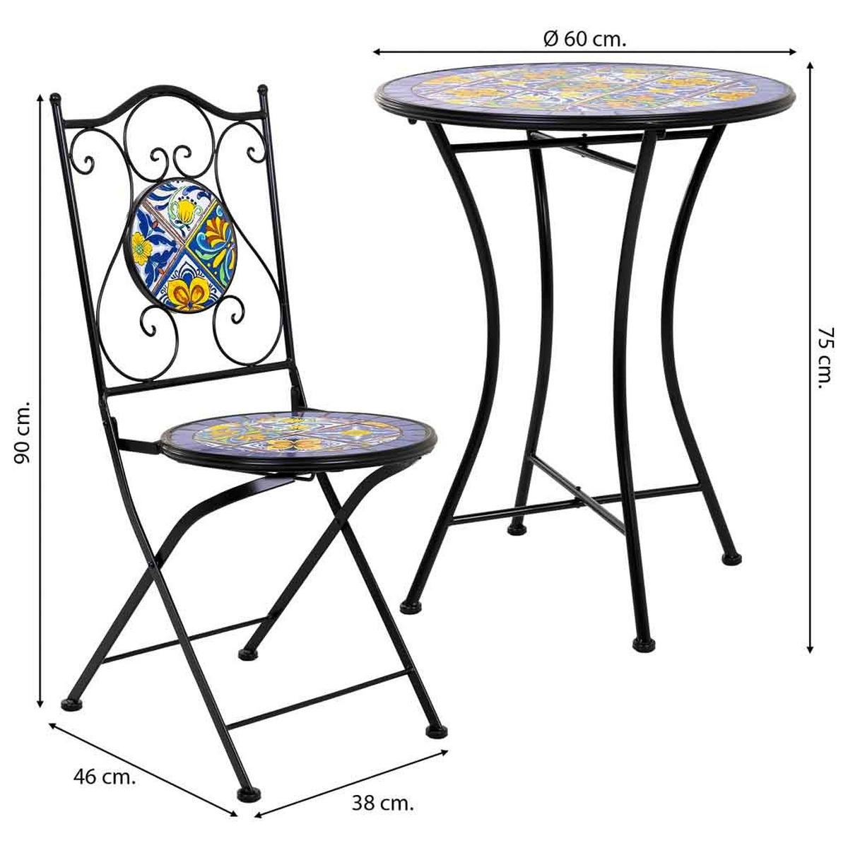 TISCH und STÜHLE, schwarz, 3-tlg. - Schwarz, Metall - Wanderlust