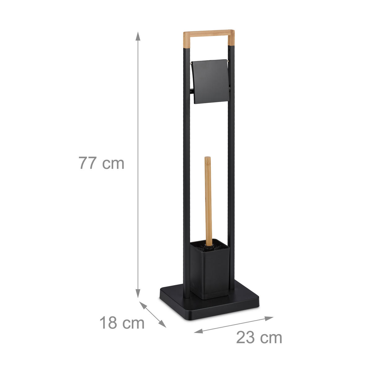 WC-GARNITUR - Schwarz, Holz/Kunststoff (23/77/18cm) - Relaxdays