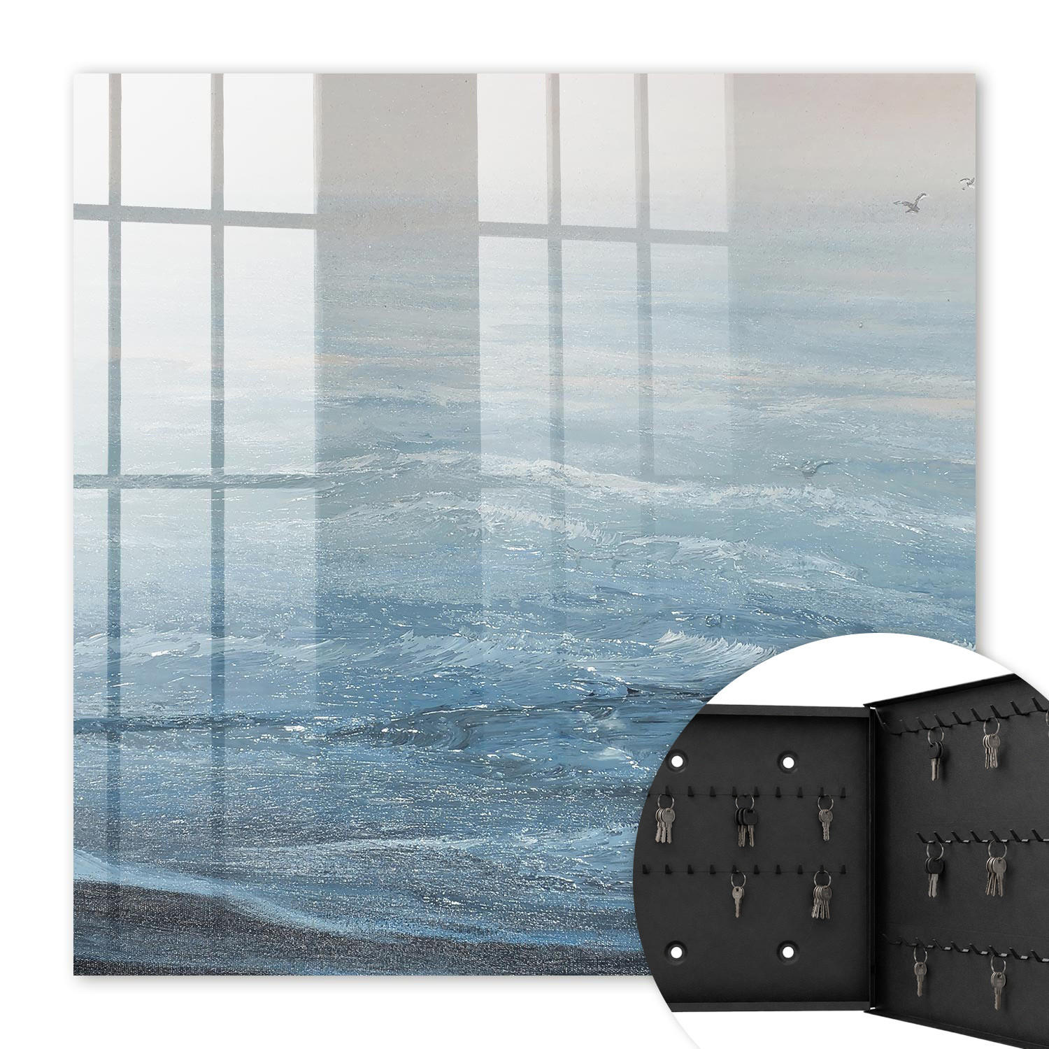 SCHLÜSSELBOX Schwarz 30x30 cm- Türöffnung nach rechts - Maritime Harmonie - Blau, Metall (30/30/5cm) - TULUP