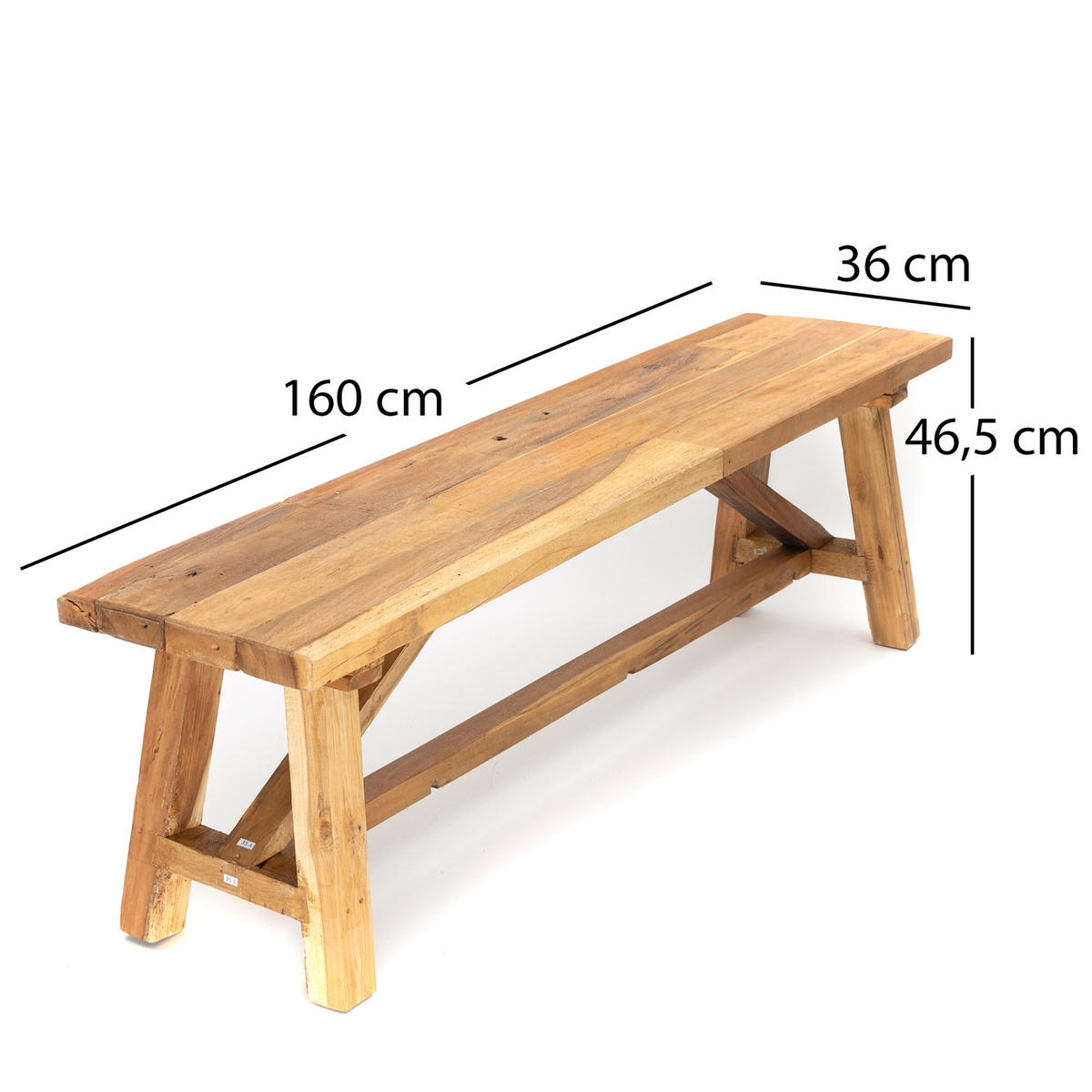SITZBANK Roca 160cm, Massivholz naturfarben - Naturfarben, Holz (160/46.5/36cm) - CREEDWOOD