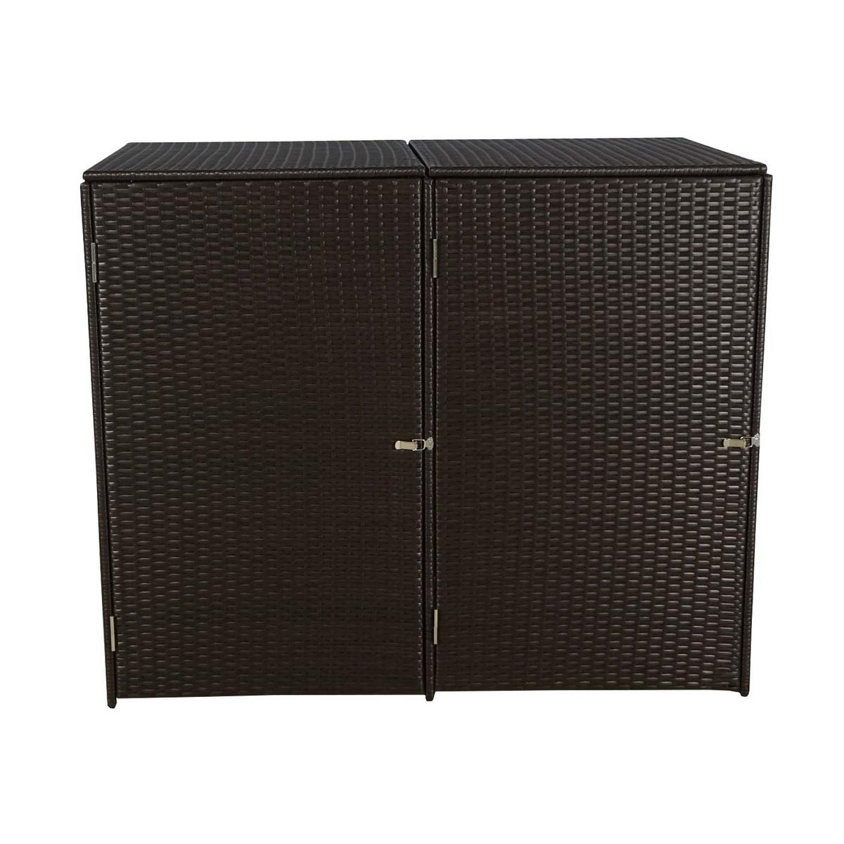 MÜLLTONNENBOX 2er HxBxT 176x130x131cm Poly-Rattan 2x120l Braun - Braun, Kunststoff (130/176/131cm) - PROREGAL