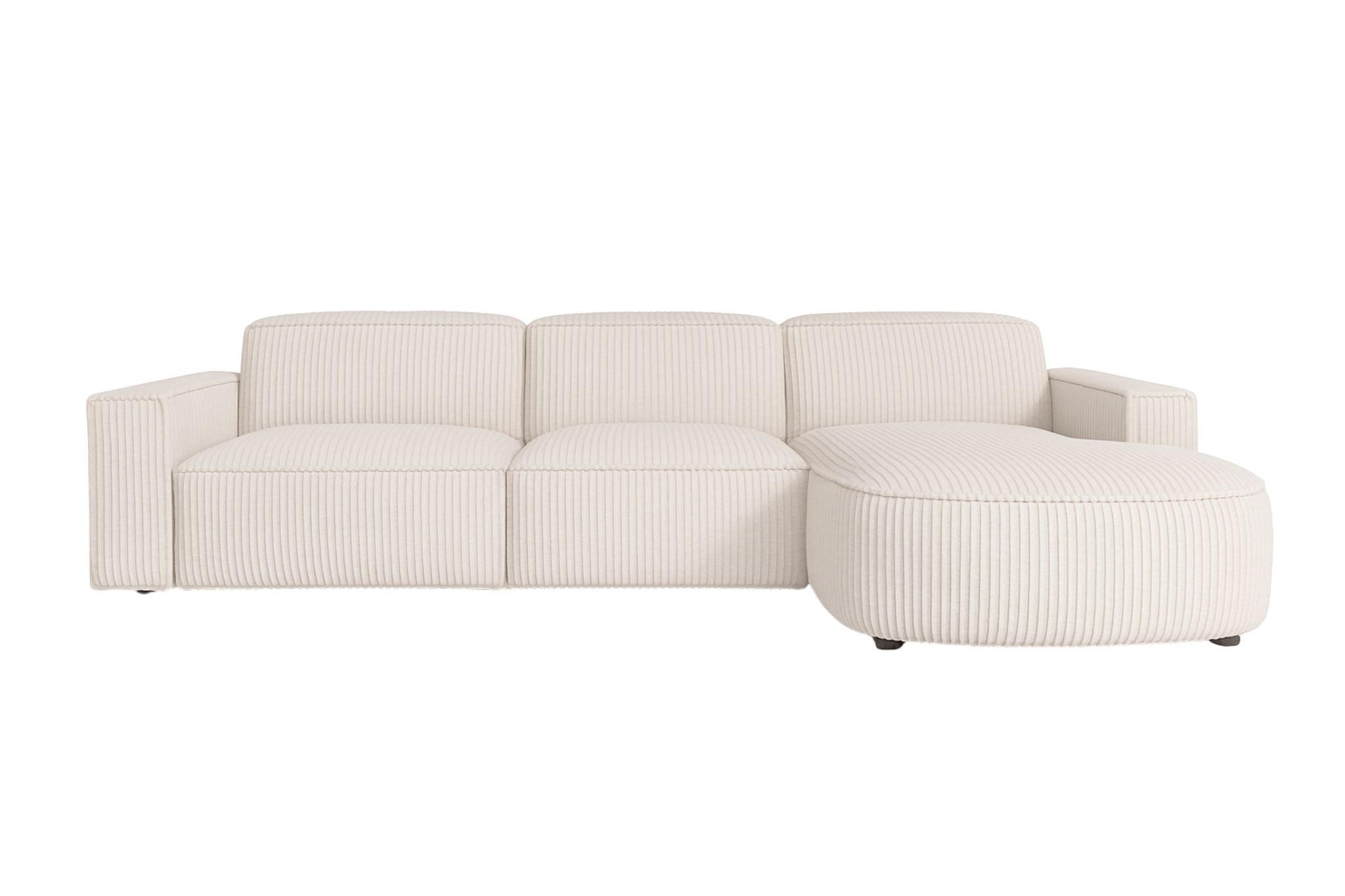 ECKSOFA Cursal Round L-Form, Stoff Poso, Beige, Rechts - Creme, Holz (284/166cm) - Kaiser Möbel