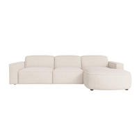 ECKSOFA Cursal Round L-Form, Stoff Poso, Beige, Rechts - Creme, Holz (284/166cm) - Kaiser Möbel