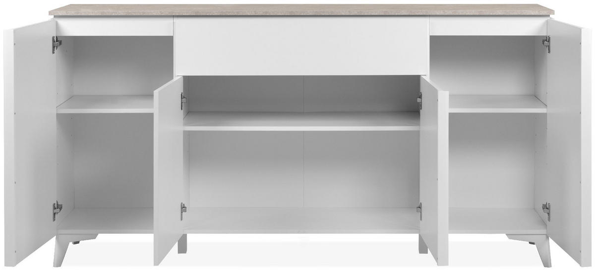 SIDEBOARD 4 Türen 1 Schublade L177 cm - BERTRIX - Weiß, Holzwerkstoff (177/92/40cm) - Finori GmbH