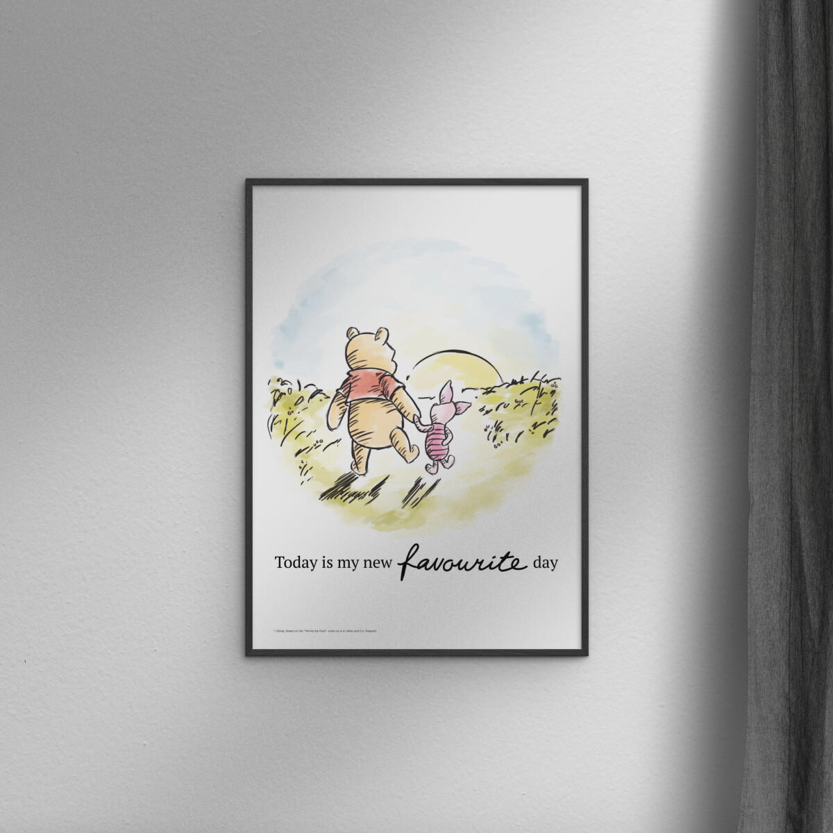 POSTER mit Rahmen Disney - Winnie the Pooh - Friendship Sunset - Multicolor/Schwarz, Holz/Papier (70/100cm) - Poster&Frame