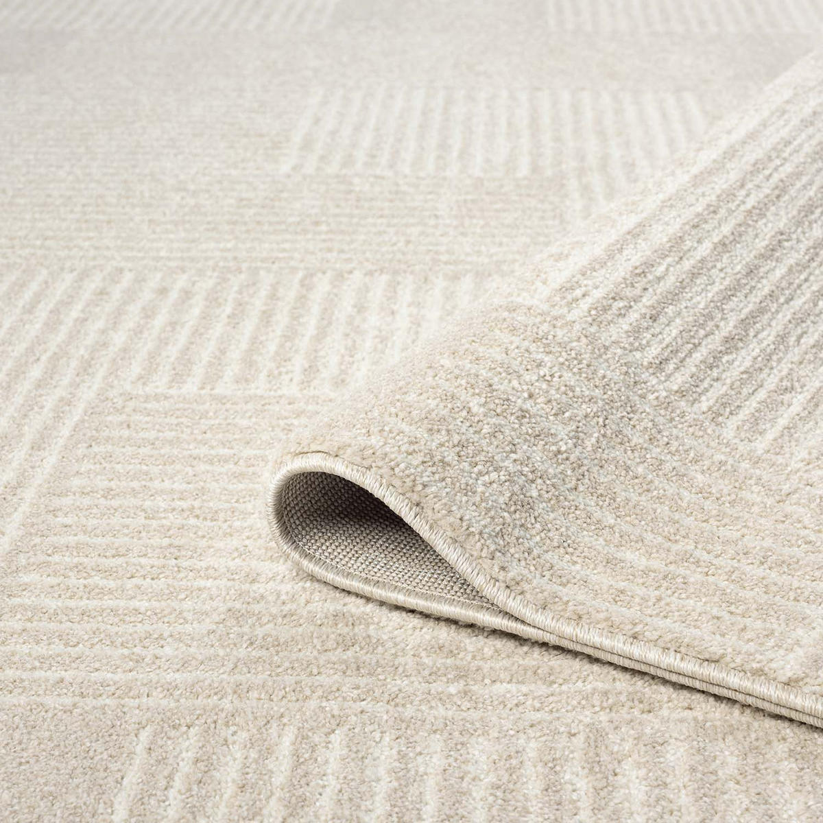 KURZFLOR-TEPPICH Flair 177 Beige 160x160 cm - Beige, Textil (160/160cm) - carpet city