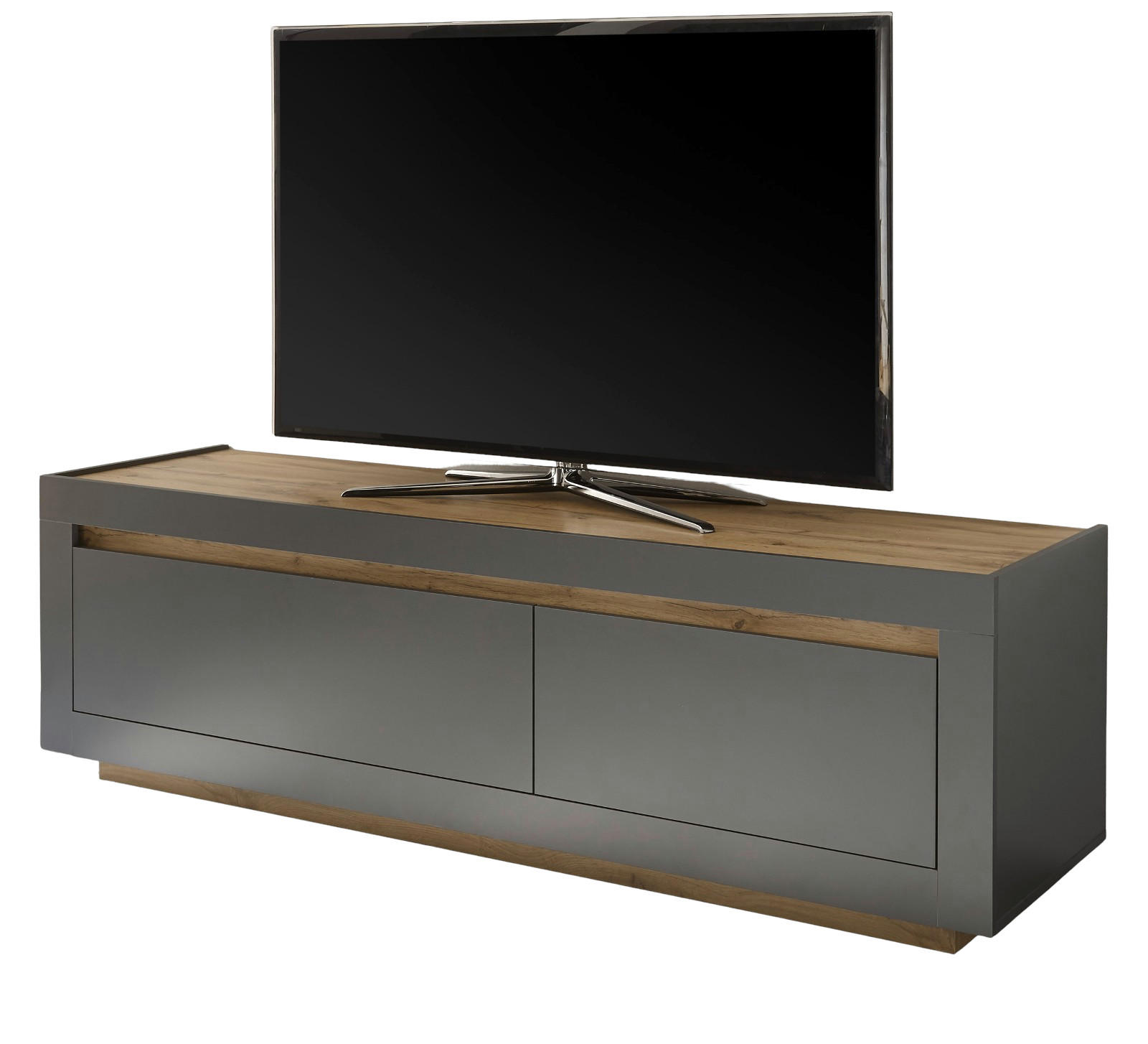 TV-LOWBOARD anthrazit, Wotan Eiche, TV Unterteil 180 x 56 cm - Eichefarben/Anthrazit, Holzwerkstoff (180/56/50cm) - Furn.Design