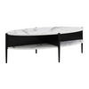 COUCHTISCH oval mit 4 Ablagefächern - MDF & Metall - Marmor-Optik Weiß & Schwarz - EVARO - Schwarz/Weiß, Stein (125/65/39cm) - Vente-Unique