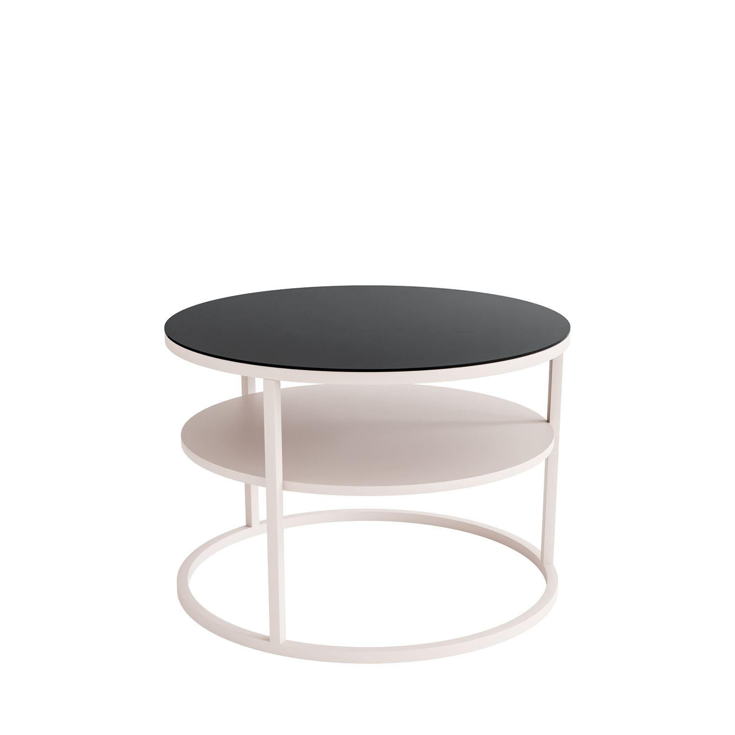 COUCHTISCH CIRI GLASS KASCHMIR mit Ablage Platte aus schwarzem Glas - Schwarz, Glas (70/70/47cm) - Lookway