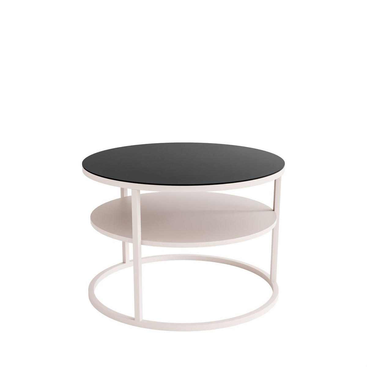 COUCHTISCH CIRI GLASS KASCHMIR mit Ablage Platte aus schwarzem Glas - Schwarz, Glas (70/70/47cm) - Lookway