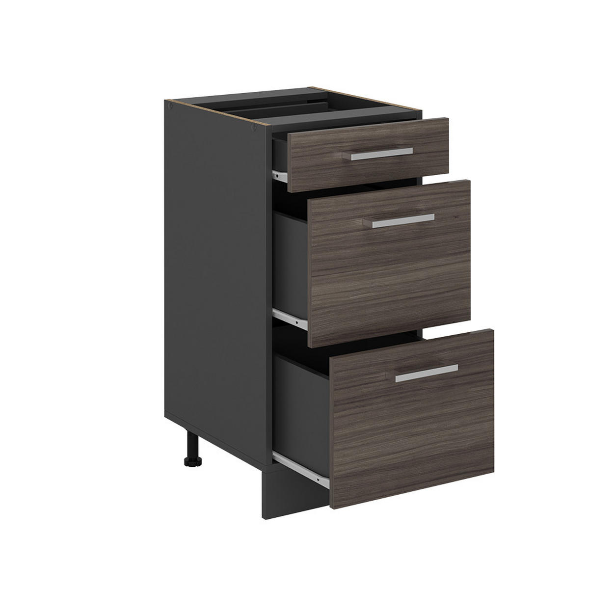 KÜCHENUNTERSCHRANK R-Line Edelgrau 40 cm mit Schubladen, AP Marmor - Anthrazit/Braun, Holzwerkstoff (40/81.6/60cm) - Vicco