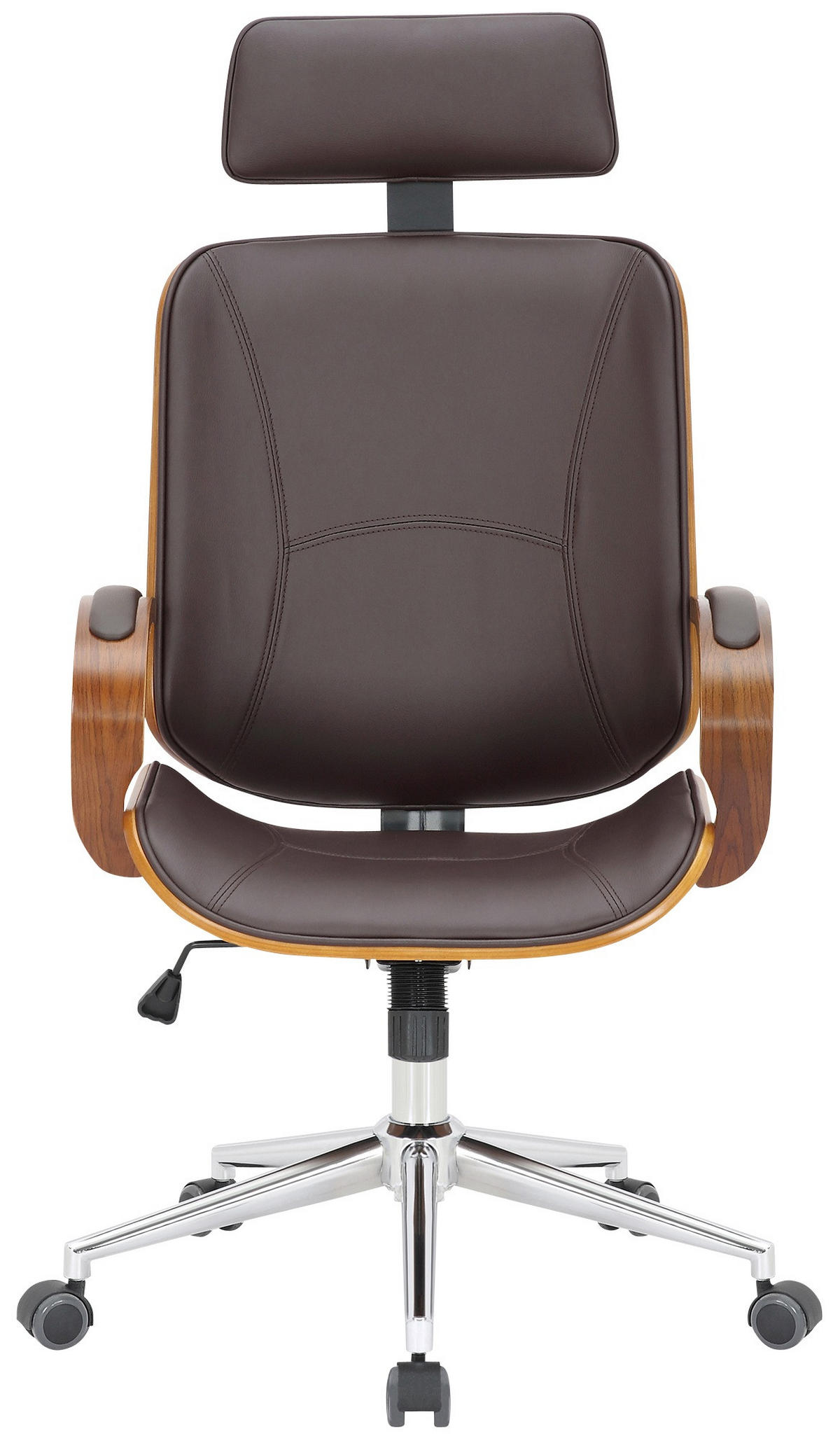 DREHSTUHL Lederlook Walnuss/Braun - Chromfarben/Walnussfarben, Textil/Metall (70/118/70cm) - CLP