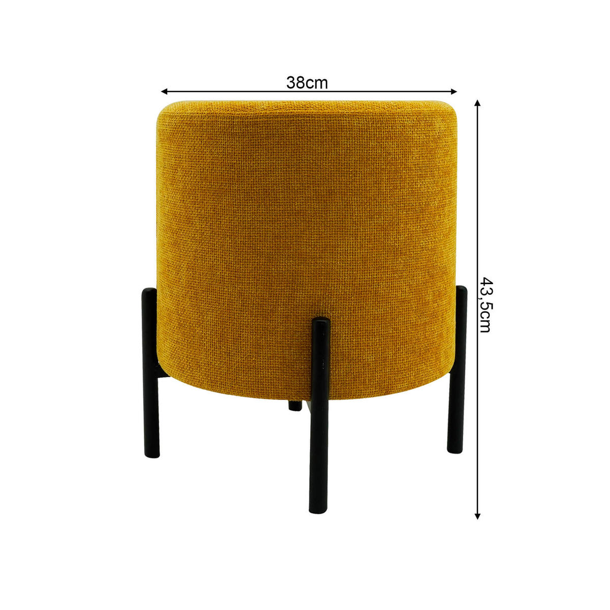 POUF Senfgelb 38/38/43,5 cm - Gelb, Textil (38/43.5/38cm) - Mobili Rebecca