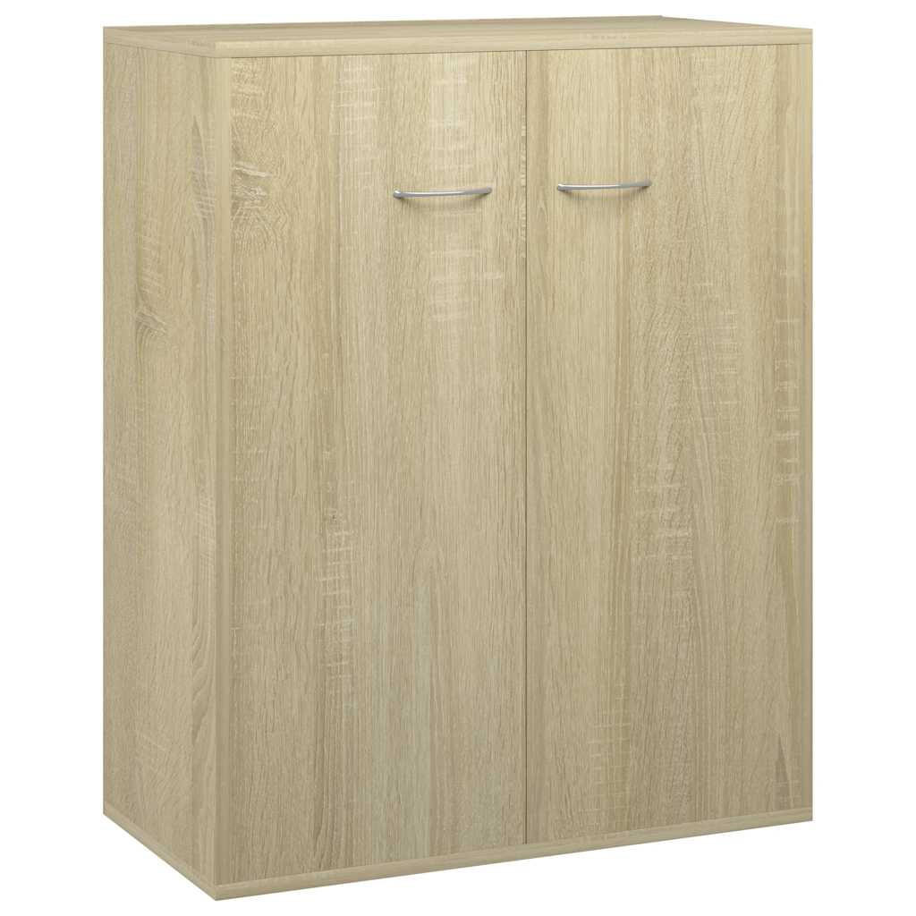 SIDEBOARD mit 2 Türen 60/30/75 cm aus Holzwerkstoff Sonoma-Eiche Dekor - Silberfarben/Sonoma Eiche, Holz/Metall (60/75/30cm) - vidaXL