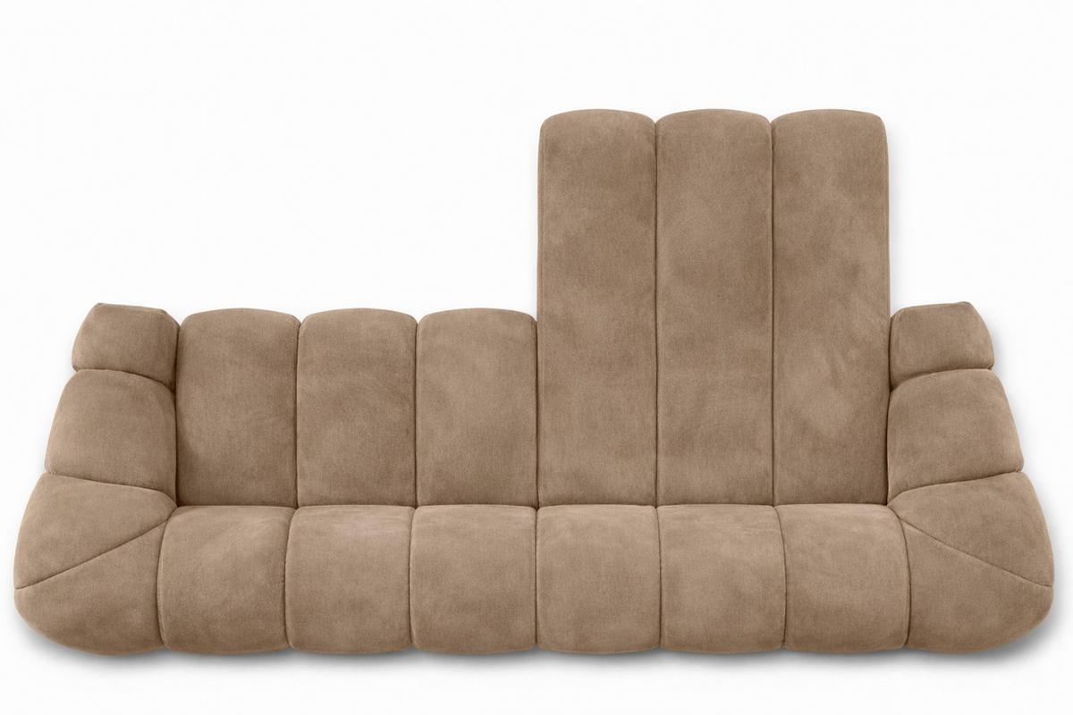 ECKSOFA Modulare L-Form, Veloursstoff Bluvel, Latte, Rechts, CROISSANT L - Hellbraun, Holz (305/190cm) - Kaiser Möbel