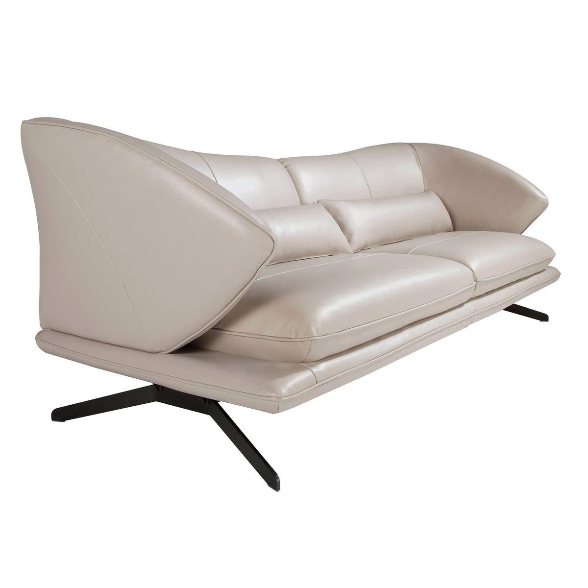 SOFA 3-sitzer ledersofa in taupe grau leder 230/90/85 cm - Dunkelgrau/Schwarz, Leder (230/85/90cm) - ANGEL CERDA