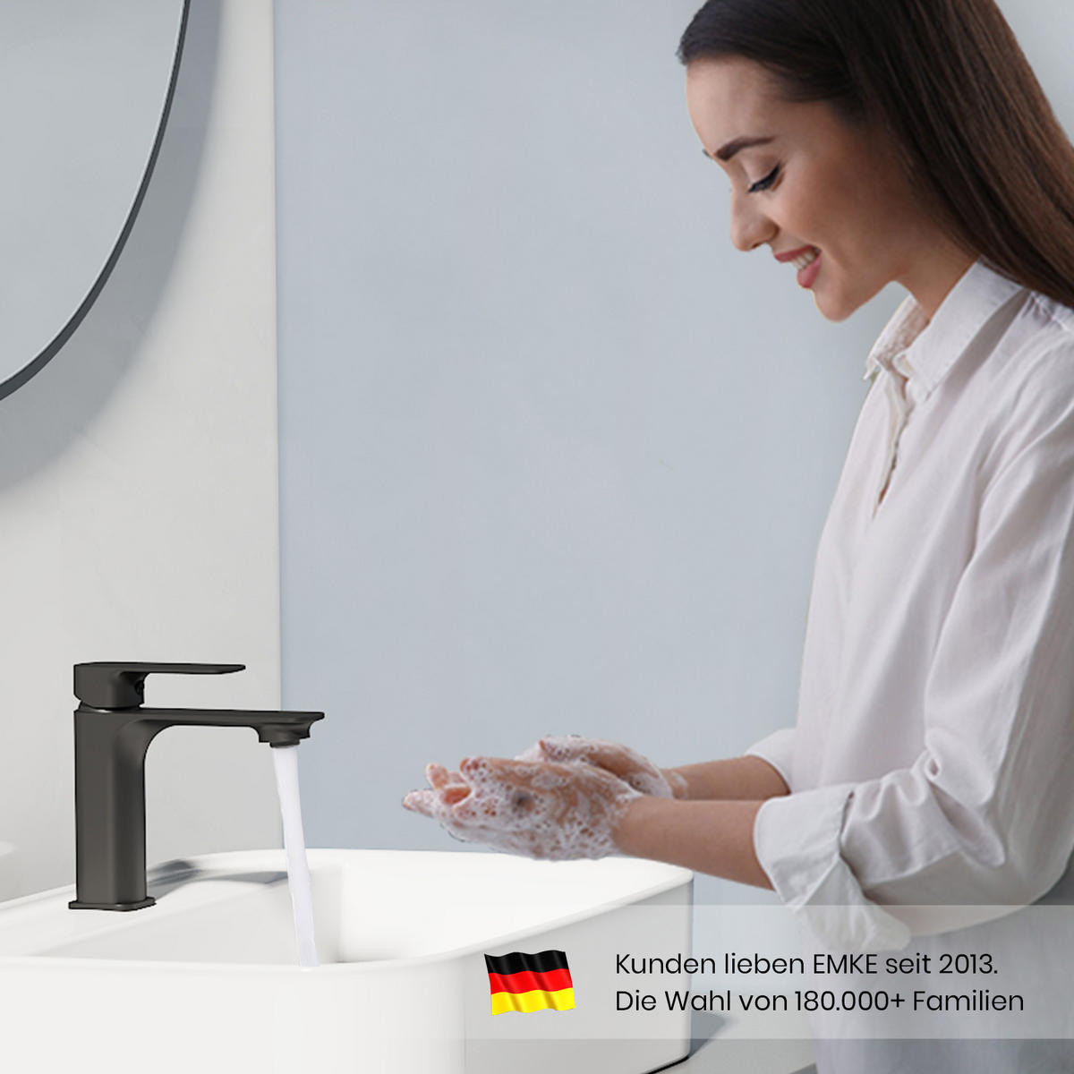 WASCHTISCHARMATUR aus 4MS-Messing Schwarz 15,2 cm - Schwarz, Metall (15.2/4.5/16.6cm) - EMKE