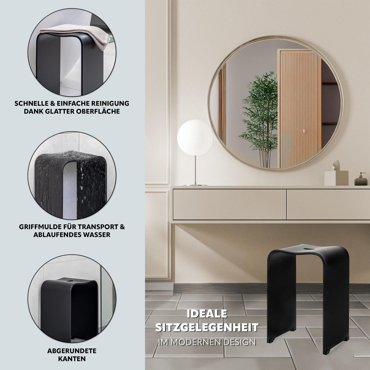 BADHOCKER, schwarz, Kunststoff - Schwarz, Kunststoff (32/48.5/27cm) - bremermann