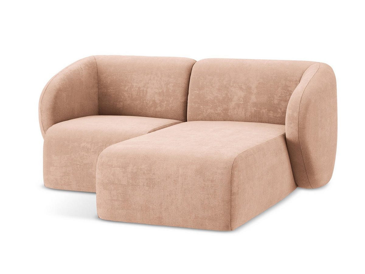 ECKSOFA Rechts Chenille Stoff Pink - Koralle/Schwarz, Holzwerkstoff/Kunststoff (178/166cm) - Makamii